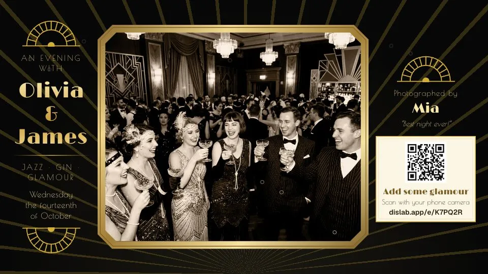 A photo wall in the look of the 1920s
