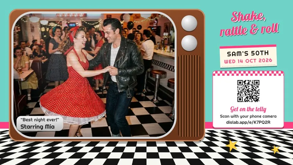 A photo wall in the look of the 50s diner