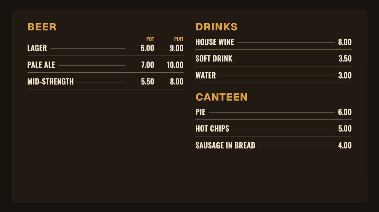 Bar and canteen