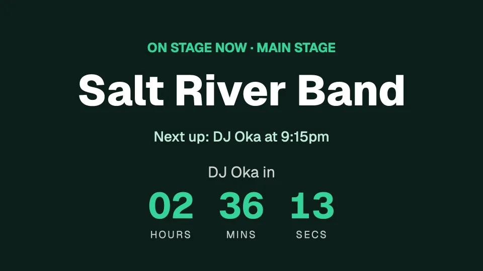 On stage now: Salt River Band, DJ Oka next