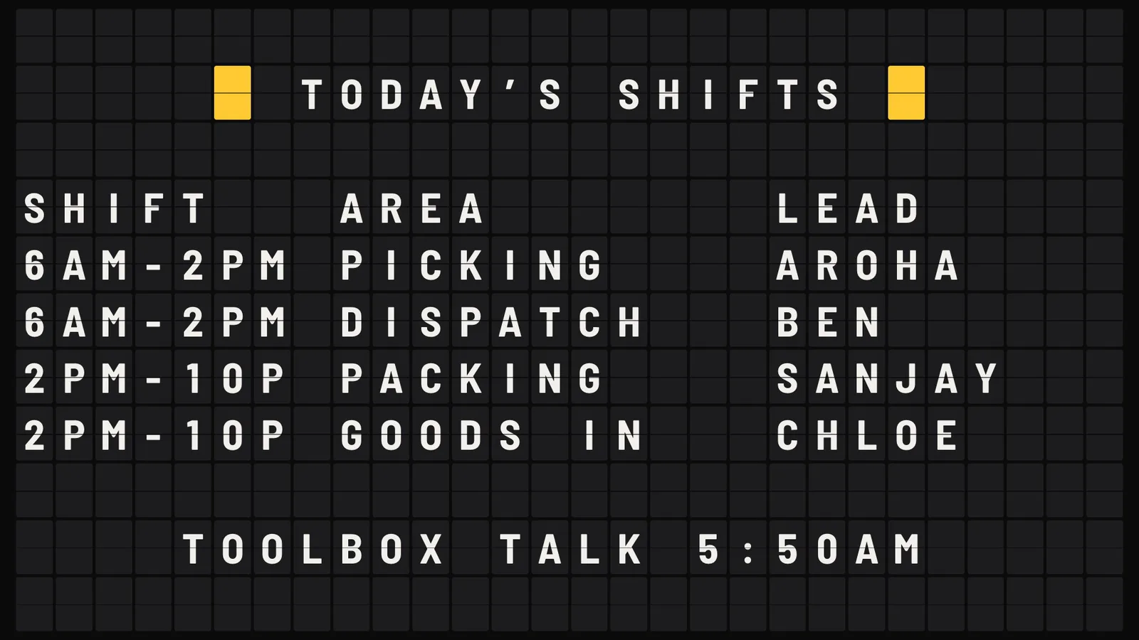 Shift board
