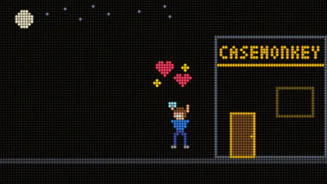 Storyboard 6: out again with the phone held high, hearts popping