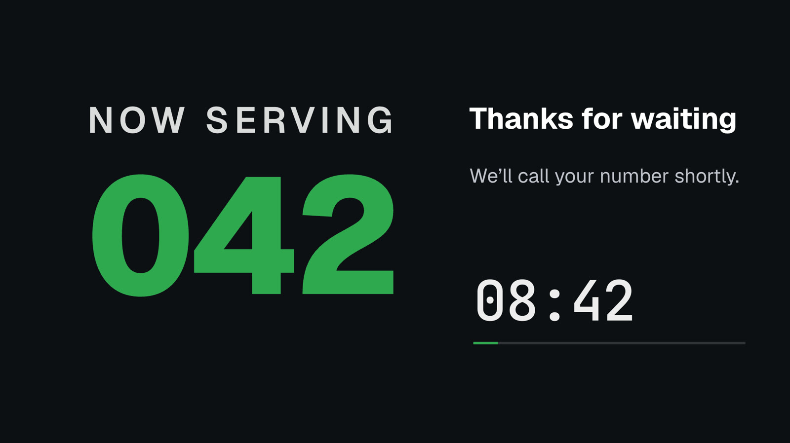 Now serving with the time