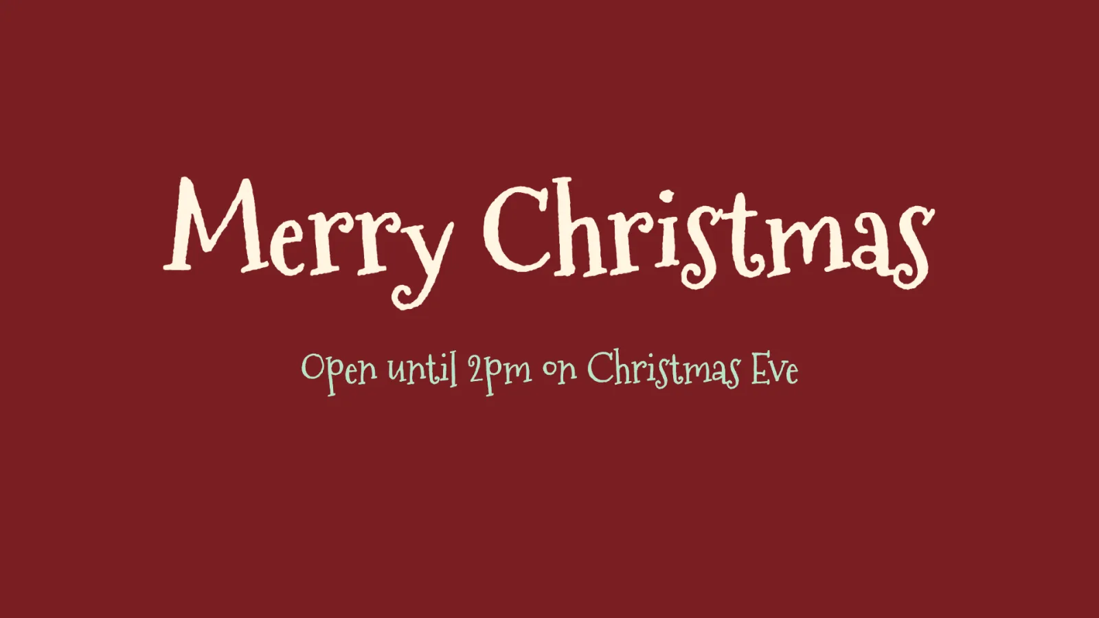 A Merry Christmas sign in festive lettering