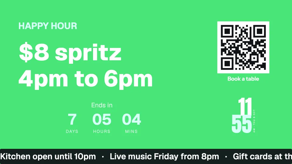 Offer, QR code and ticker