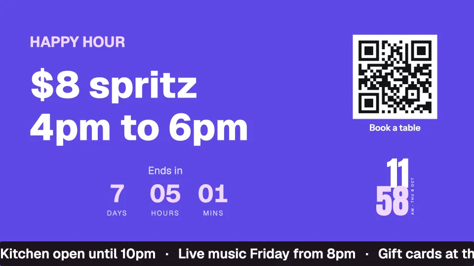 Offer, QR code and ticker