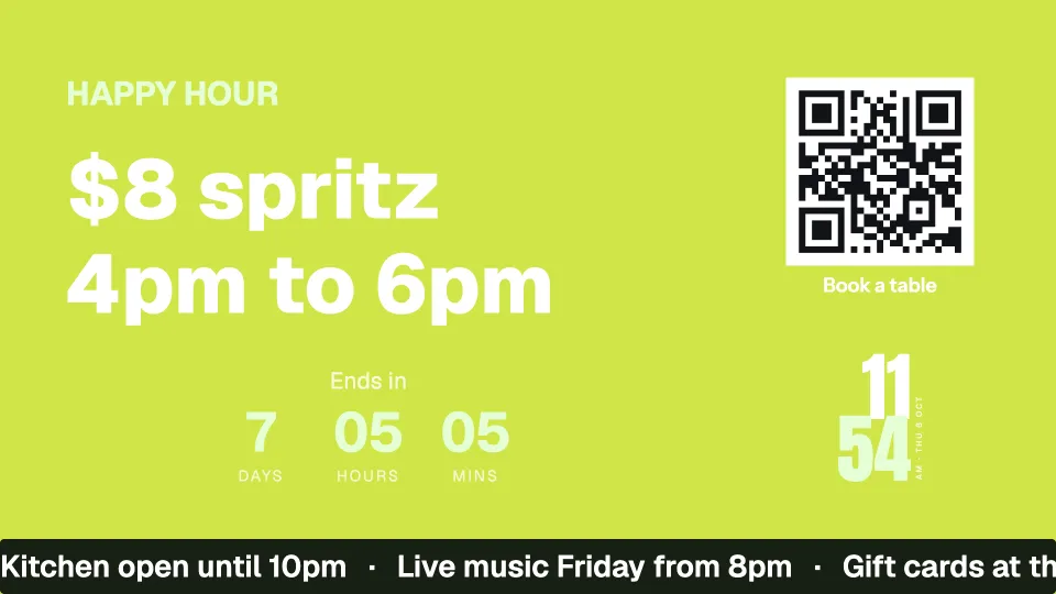 Offer, QR code and ticker