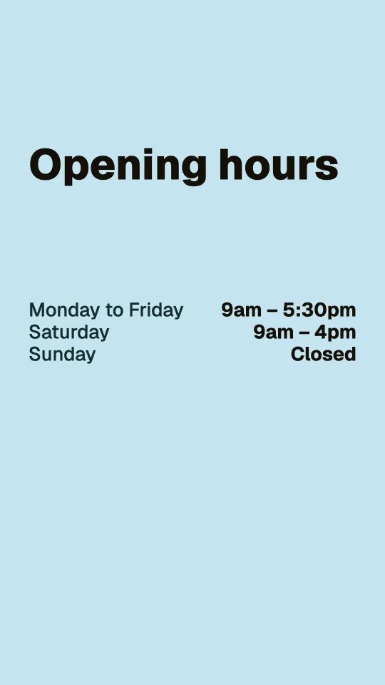 Opening hours in portrait