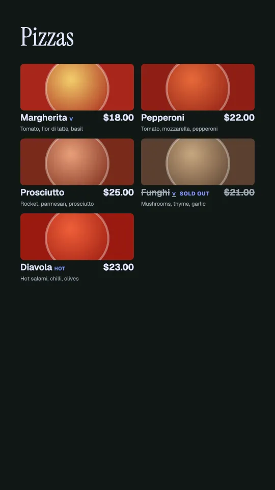 Pizza cards in portrait