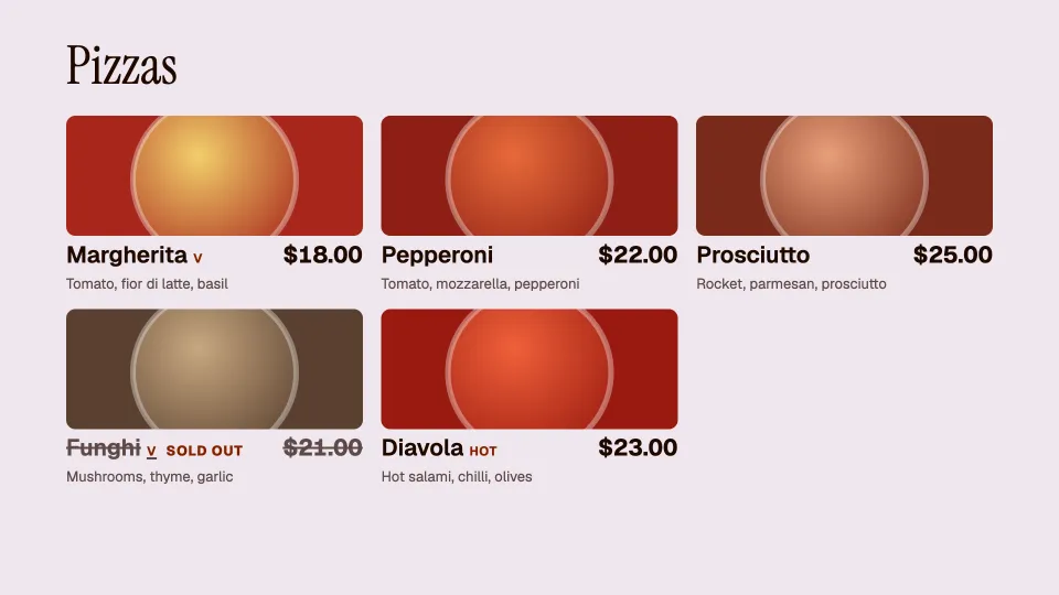 Pizza cards