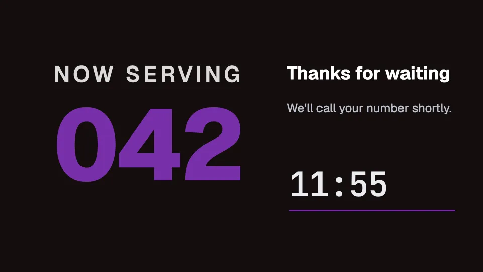 Now serving with the time