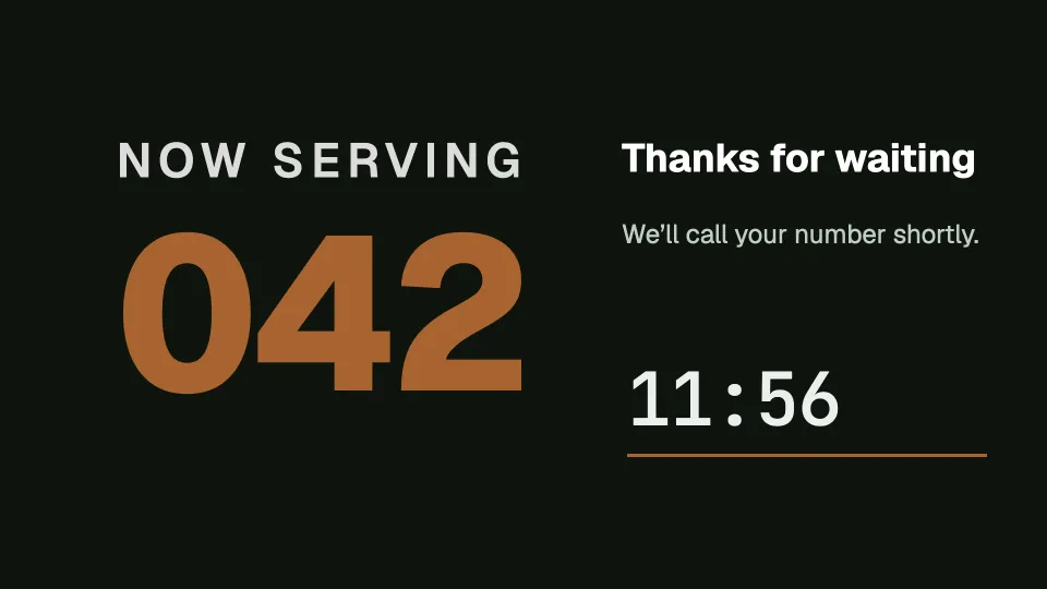Now serving with the time