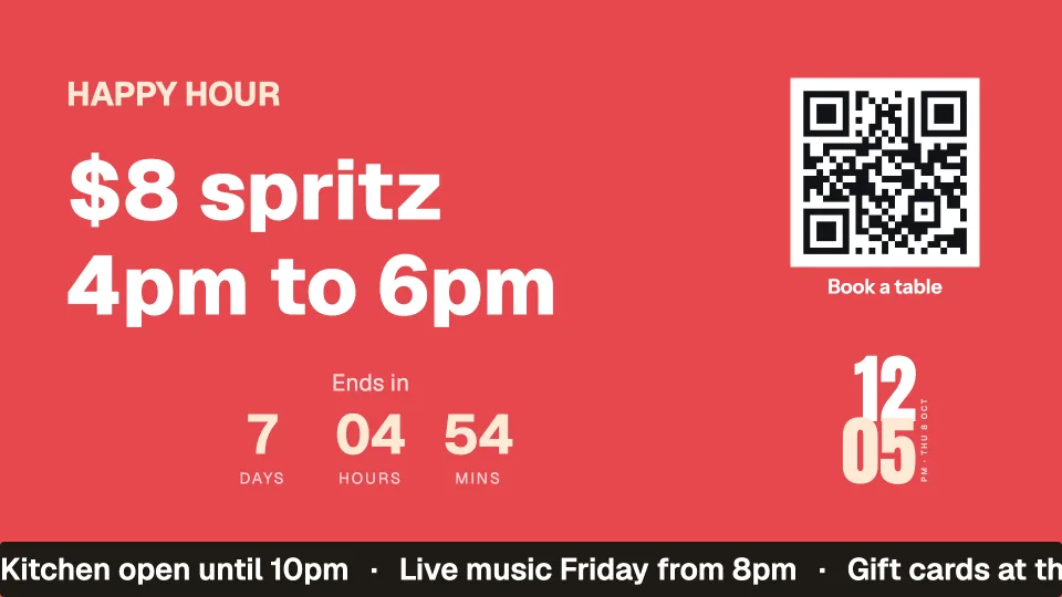 Offer, countdown and QR code