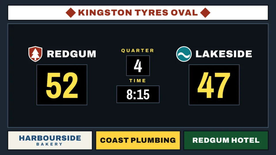 A ground scoreboard with three sponsor panels