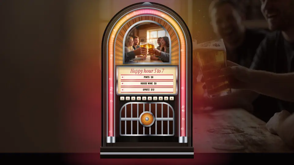 Jukebox bar, full screen