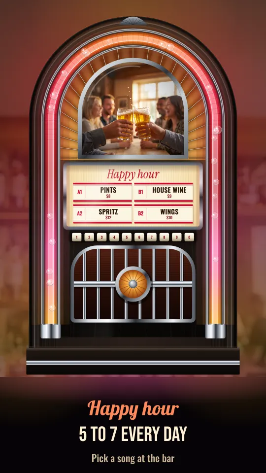 Happy hour, on a portrait screen