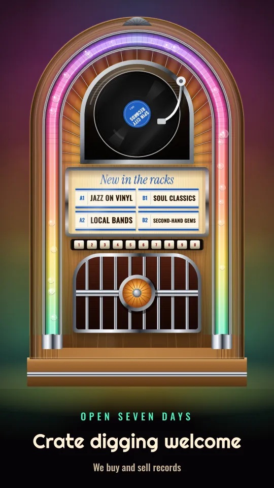 Record shop, on a portrait screen