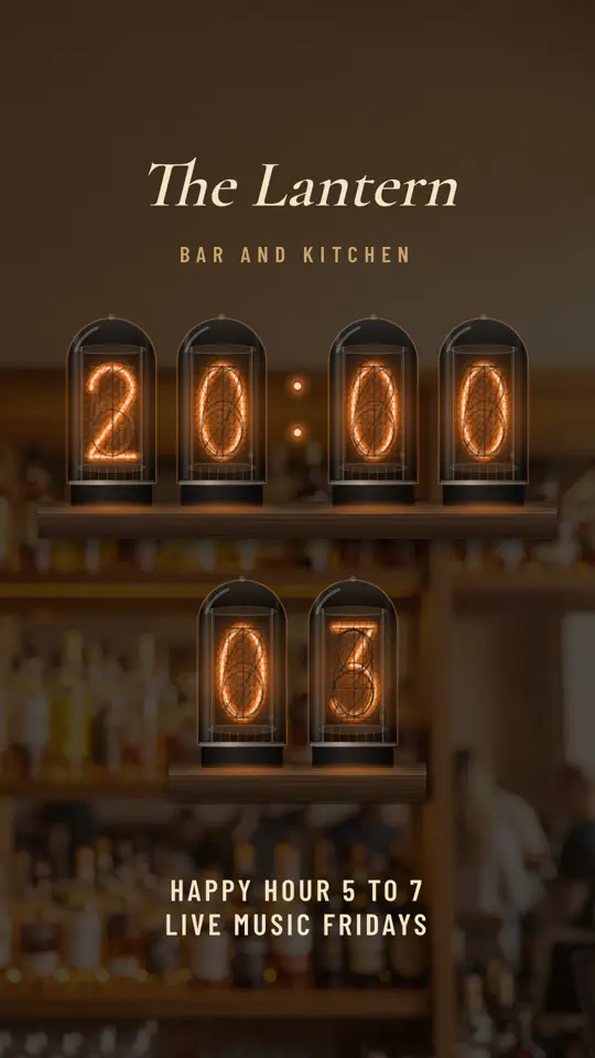 Bar clock, on a portrait screen