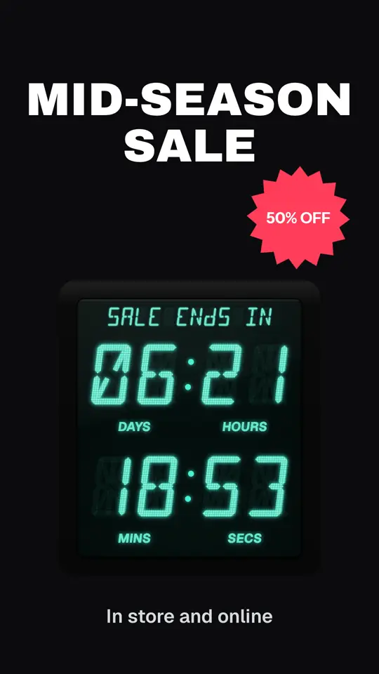 Sale countdown, on a portrait screen