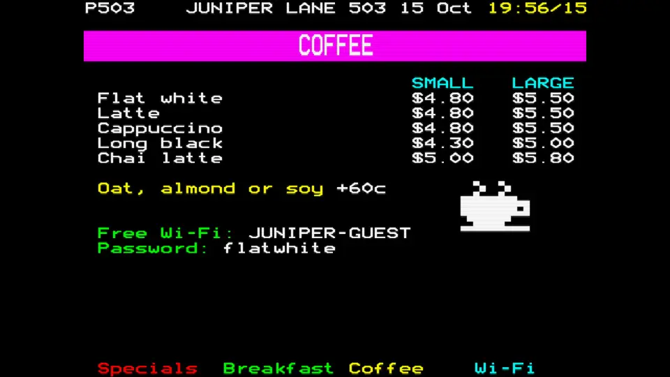 Cafe specials
