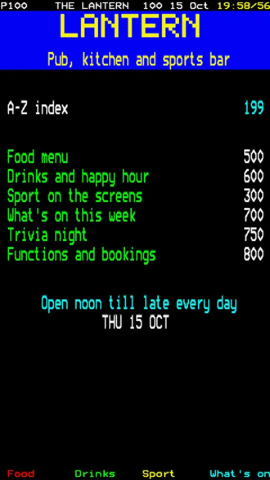 Main index, on a portrait screen