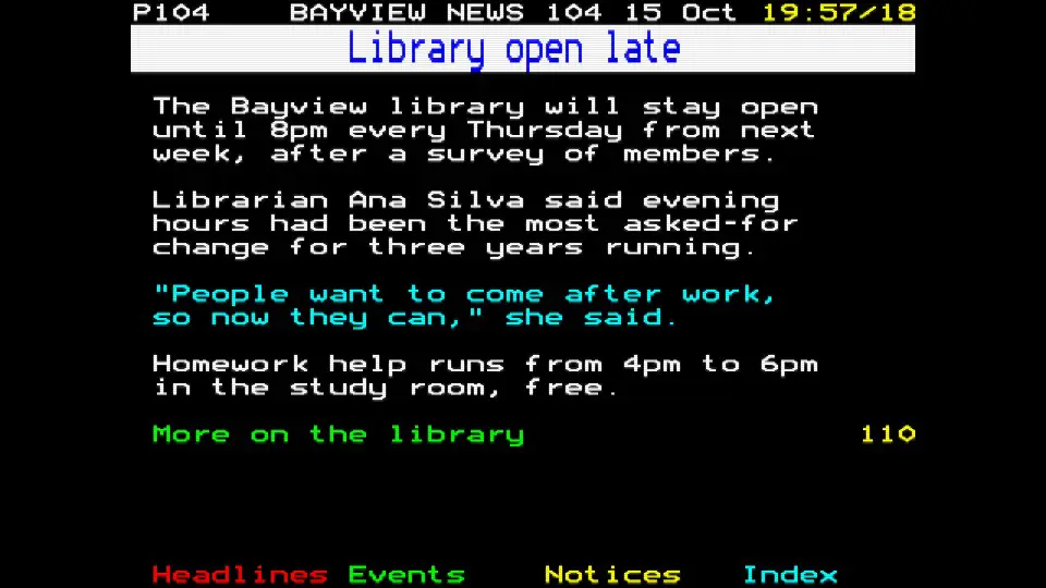 A news page with a ticker running along the bottom